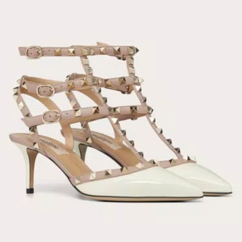 Valentino rockstud heels white